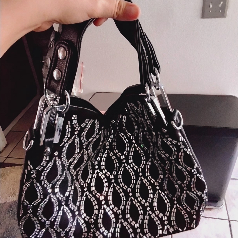 Elegant Black and Silver Women's Handbag